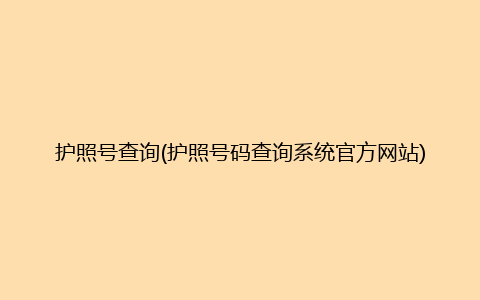 护照号查询(护照号码查询系统官方网站)