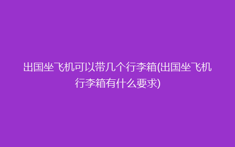 出国坐飞机可以带几个行李箱(出国坐飞机行李箱有什么要求)