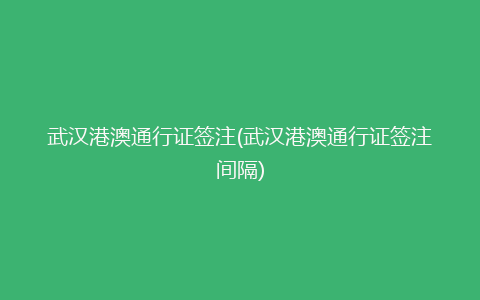 武汉港澳通行证签注(武汉港澳通行证签注间隔)