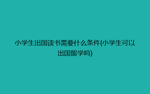 小学生出国读书需要什么条件(小学生可以出国留学吗)