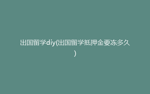 出国留学diy(出国留学抵押金要冻多久)