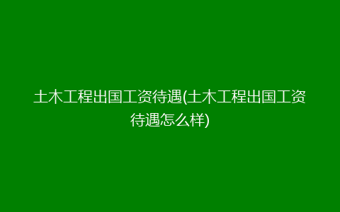 土木工程出国工资待遇(土木工程出国工资待遇怎么样)