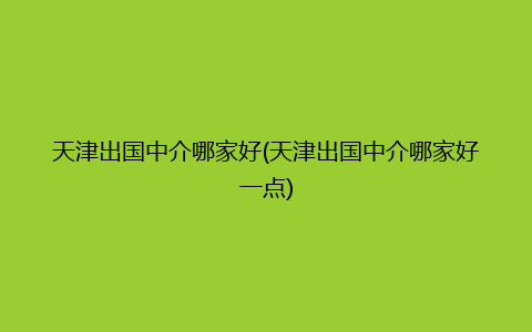 天津出国中介哪家好(天津出国中介哪家好一点)