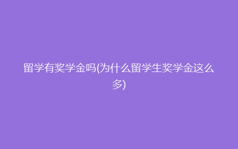 留学有奖学金吗(为什么留学生奖学金这么多)