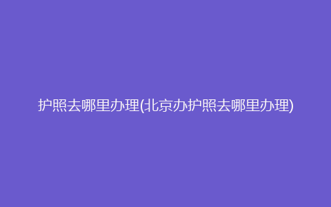 护照去哪里办理(北京办护照去哪里办理)