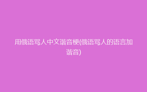 用俄语骂人中文谐音梗(俄语骂人的语言加谐音)