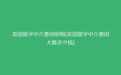 英国留学中介费用明细(英国留学中介费用大概多少钱)