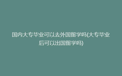 国内大专毕业可以去外国留学吗(大专毕业后可以出国留学吗)