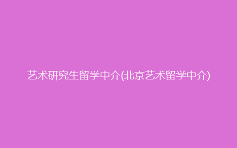 艺术研究生留学中介(北京艺术留学中介)