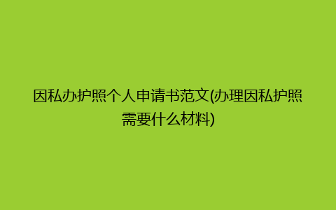 因私办护照个人申请书范文(办理因私护照需要什么材料)