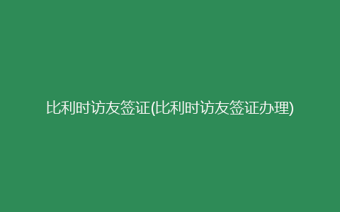 比利时访友签证(比利时访友签证办理)