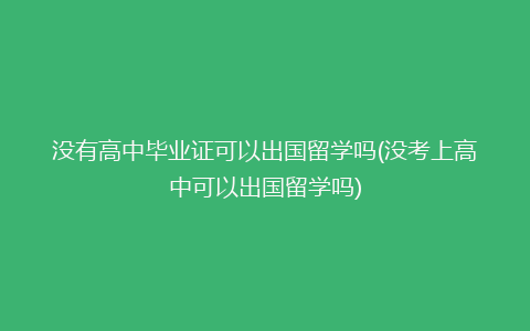 没有高中毕业证可以出国留学吗(没考上高中可以出国留学吗)