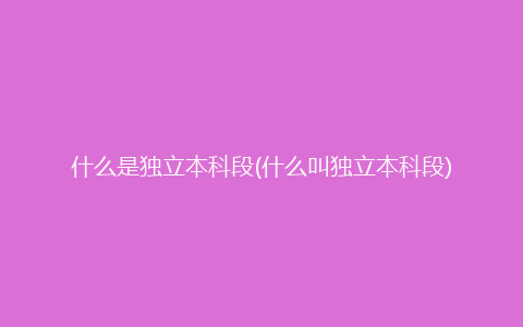 什么是独立本科段(什么叫独立本科段)