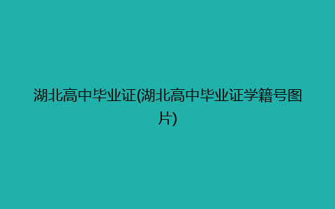 湖北高中毕业证(湖北高中毕业证学籍号图片)