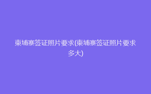 柬埔寨签证照片要求(柬埔寨签证照片要求多大)