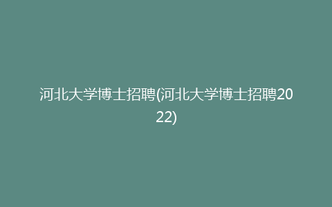 河北大学博士招聘(河北大学博士招聘2022)